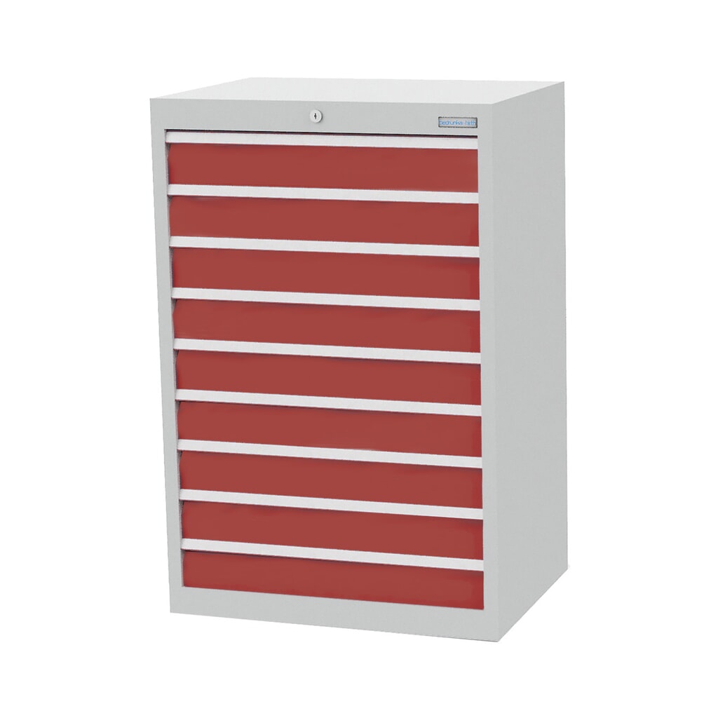 Ladekast Profi, laden 9x100 mm, breedte 680 mm, lichtgrijs, robijnrood Product afbeelding: Ladekast Profi, laden 9x100 mm, breedte 680 mm, lichtgrijs, robijnrood