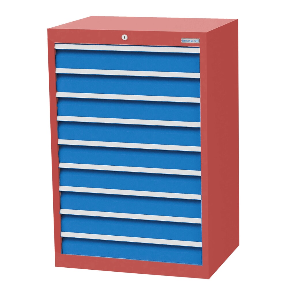 Product afbeelding: Ladekast Profi, laden 9x100 mm, breedte 680 mm, robijnrood, lichtblauw