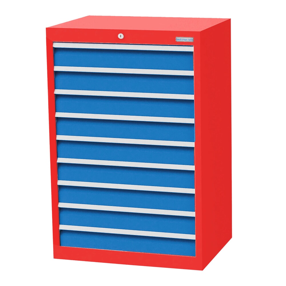 Product afbeelding: Ladekast Profi, laden 9x100 mm, breedte 680 mm, verkeersrood, lichtblauw