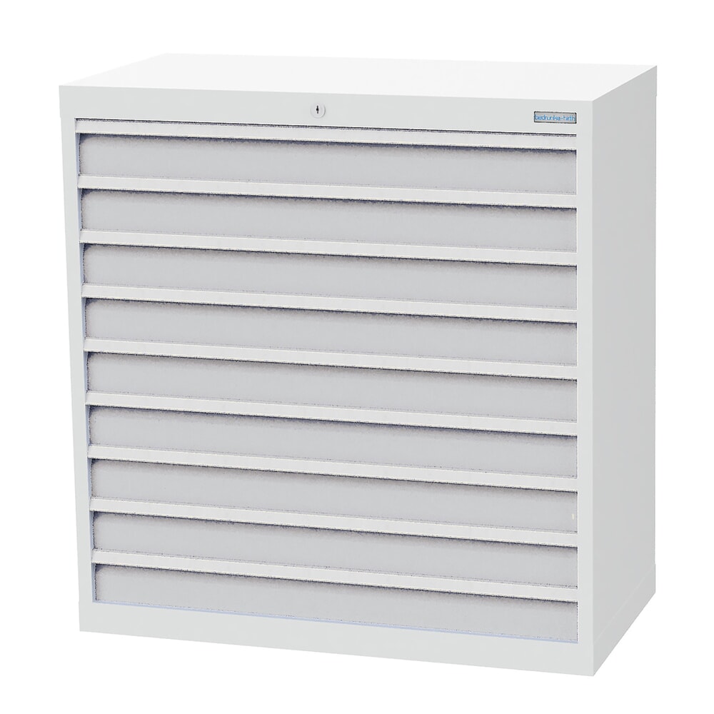 Productafbeelding nr. 1: Ladekast Profi, laden 9x100 mm, breedte 980 mm, lichtgrijs, lichtgrijs