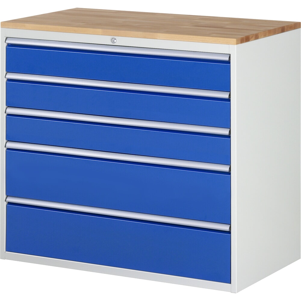 Product afbeelding: RAU ladekast serie 7000, h x b x d 1.035 x 1.145 x 650 mm, met 5 lades maat XXL, beuken blad