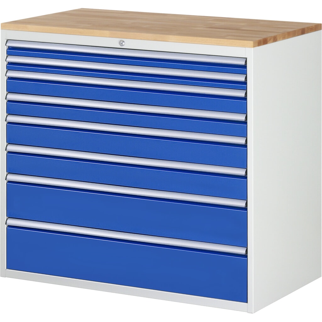 Ladekast RAU serie 7000, hxbxd 1.035 x 1.145 x 650 mm, 8 lades 2 x 60, 2 x 90, 2 x 120, 1 x 180, 1 x 210 mm, beuken werkblad Product afbeelding: Ladekast RAU serie 7000, hxbxd 1.035 x 1.145 x 650 mm, 8 lades 2 x 60, 2 x 90, 2 x 120, 1 x 180, 1 x 210 mm, beuken werkblad