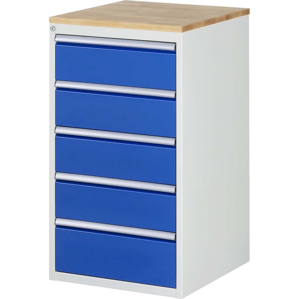 Product afbeelding: RAU ladekast serie 7000, h x b x d 1.035 x 580 x 650 mm, met 5 lades maat L, beuken blad