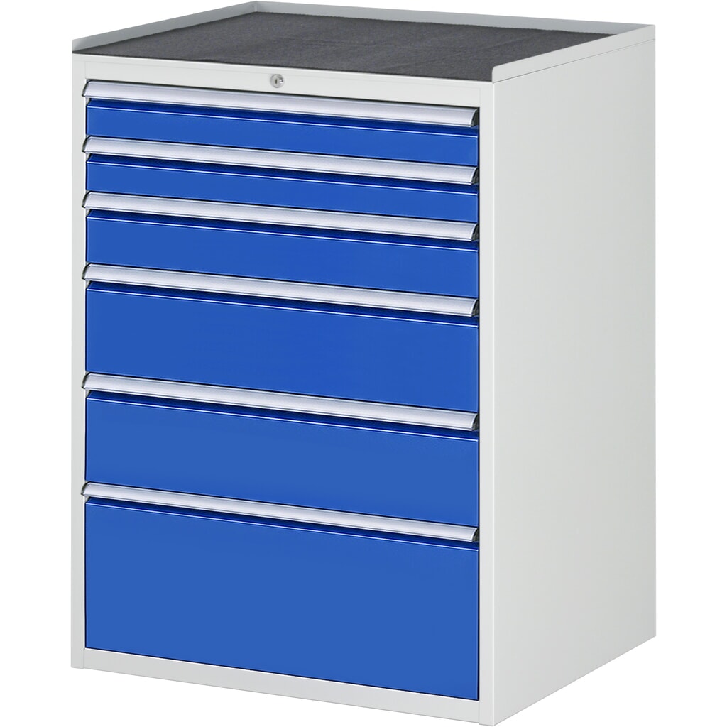 Product afbeelding: Ladekast RAU serie 7000, hxbxd 1.035 x 770 x 650 mm, 6 lades 2 x 90, 1 x 120, 2 x 180, 1 x 270 mm, metalen werkblad