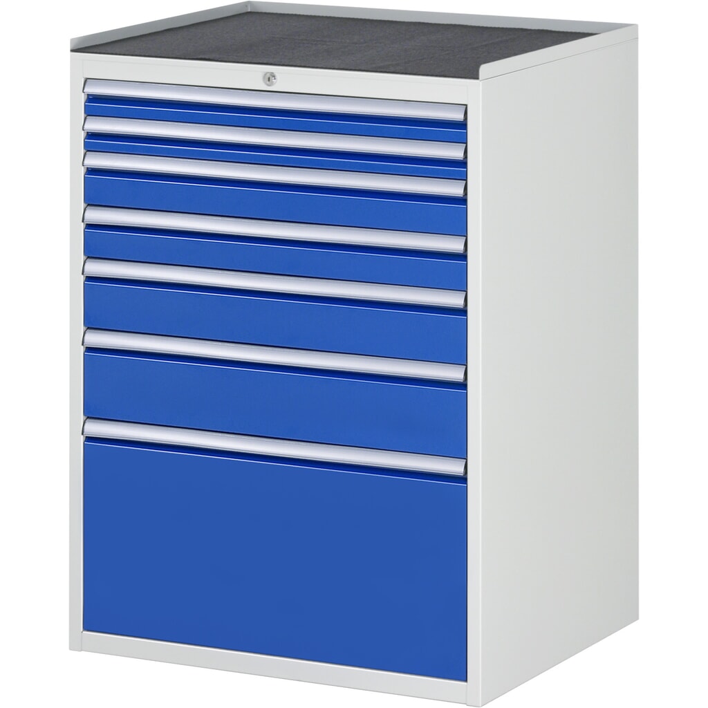 Product afbeelding: Ladekast RAU serie 7000, hxbxd 1.035 x 770 x 650 mm, 7 lades 2 x 60, 2 x 90, 1 x 120, 1 x 150, 1 x 360 mm, metalen werkblad