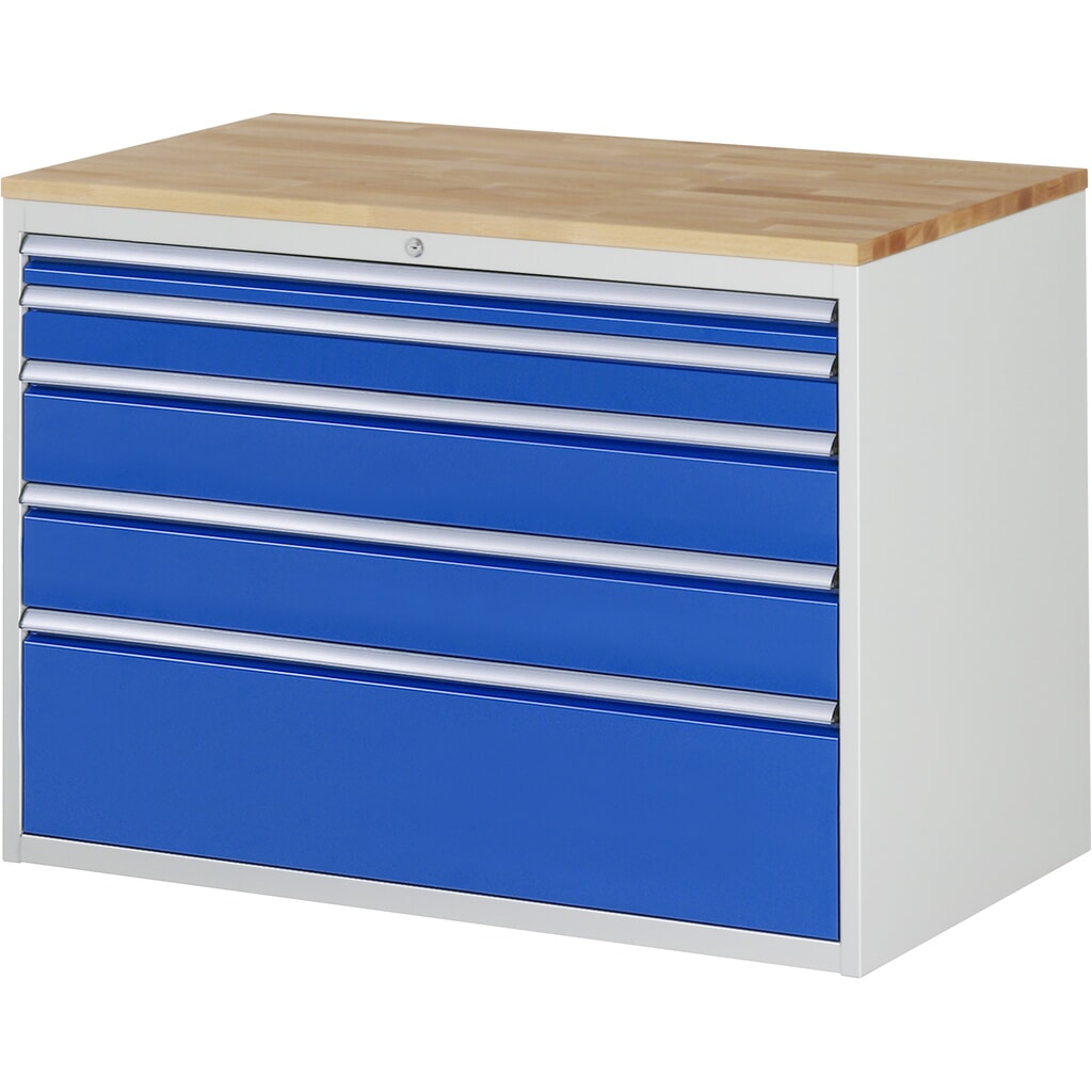 Product afbeelding: Ladekast RAU serie 7000, hxbxd 825 x 1.145 x 650 mm, 5 lades 1 x 60, 1 x 90, 2 x 150, 1 x 270 mm, beuken werkblad