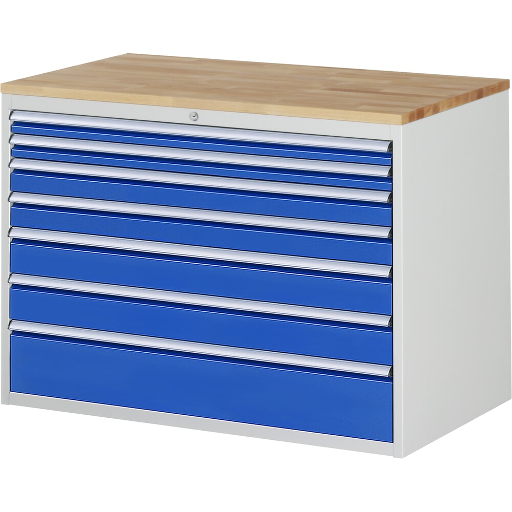 Product afbeelding: RAU ladekast serie 7000, h x b x d 825 x 1.145 x 650 mm, met 7 lades maat XXL, beuken blad