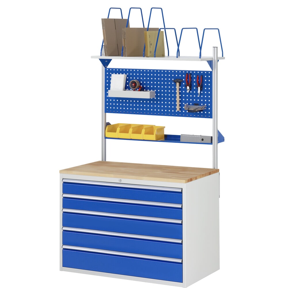 Productafbeelding nr. 5: Ladekast RAU serie 7000, hxbxd 1.035 x 1.145 x 650 mm, 7 lades 4 x 120, 3 x 150 mm, metalen werkblad