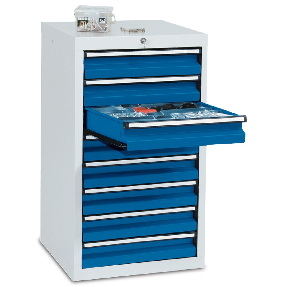 Product afbeelding: Ladenkast stumpf®, laden 8x100 mm, hxbxd 900 x 500 x 500 mm, lichtgrijs/gentiaanblauw