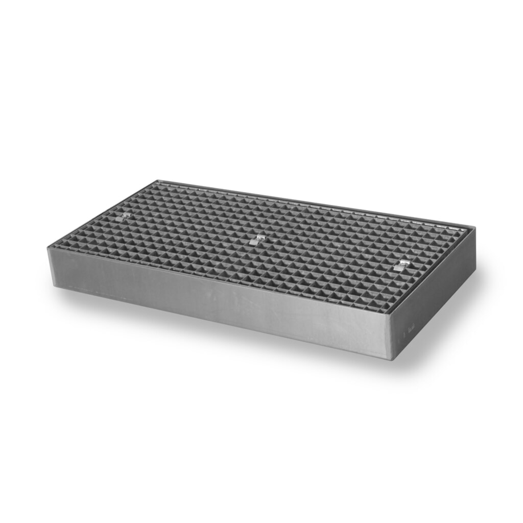 Lage lekbak van staal, cap. 6.500 kg/m², hxbxd 118 x 500 x 1.000 mm Product afbeelding: Lage lekbak van staal, cap. 6.500 kg/m², hxbxd 118 x 500 x 1.000 mm