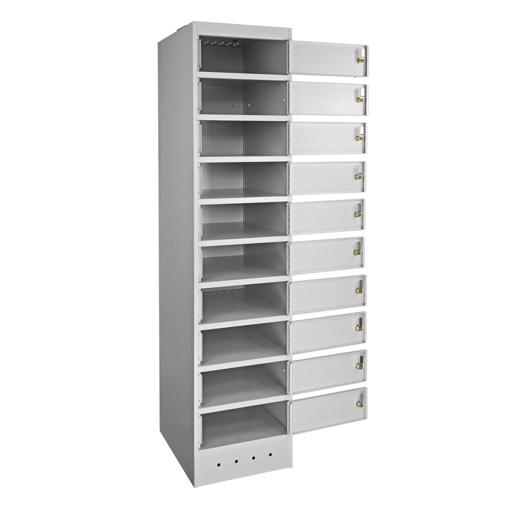 Laptop-locker, h x b d 1.800 x 400 x 500 mm, 10 vakken incl. voeding Productafbeelding nr. 2: Laptop-locker, h x b d 1.800 x 400 x 500 mm, 10 vakken incl. voeding
