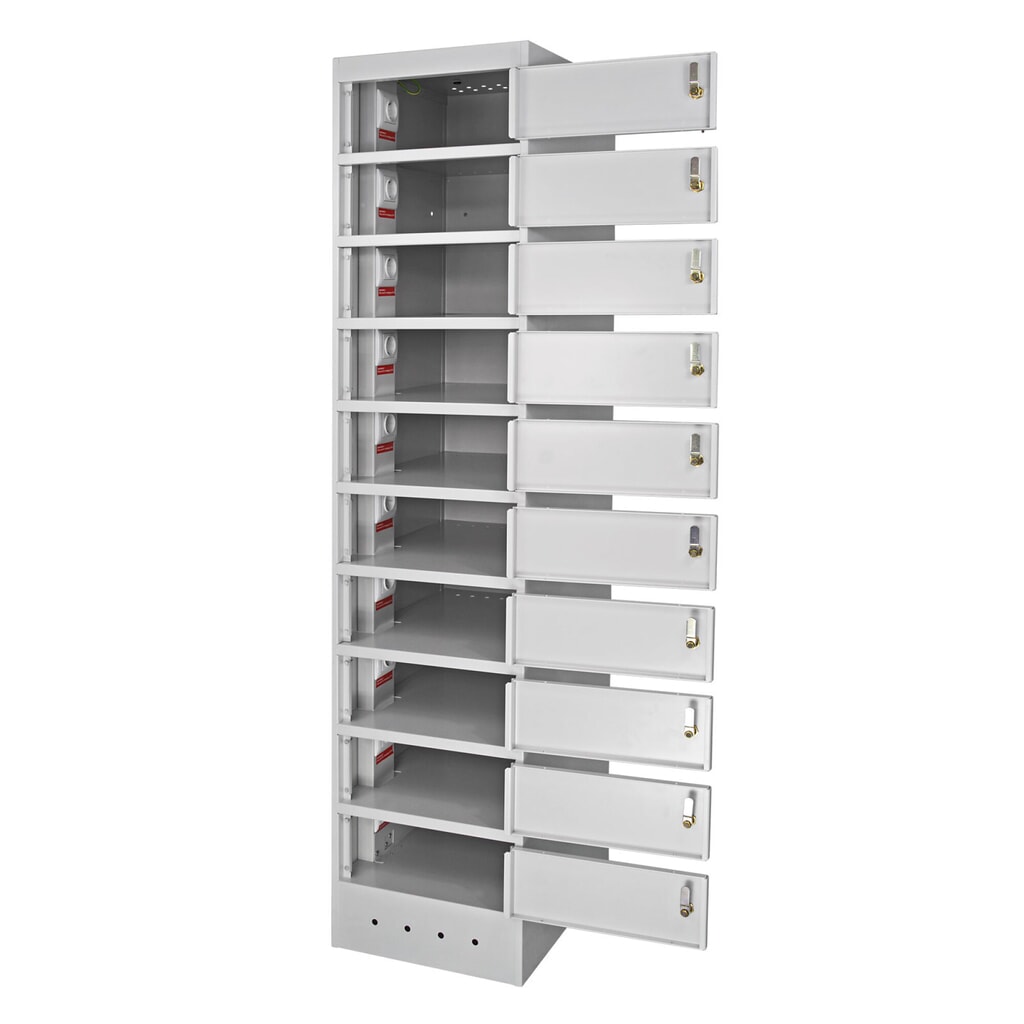 Laptop-locker, h x b d 1.800 x 400 x 500 mm, 10 vakken incl. voeding Productafbeelding nr. 3: Laptop-locker, h x b d 1.800 x 400 x 500 mm, 10 vakken incl. voeding