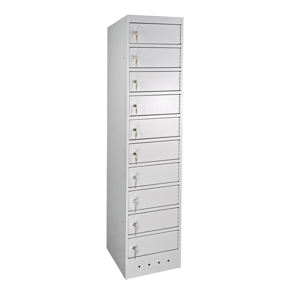 Laptop-locker, h x b d 1.800 x 400 x 500 mm, 10 vakken incl. voeding Product afbeelding: Laptop-locker, h x b d 1.800 x 400 x 500 mm, 10 vakken incl. voeding