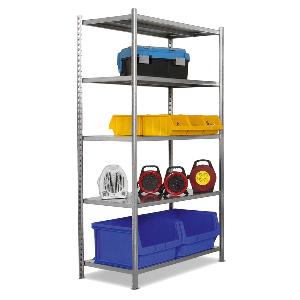 Product afbeelding: Legbordrek ManOrga, grafietgrijs / lichtgrijs, met 5 legborden van spaanplaat, vaklast 216 kg, hxbxd 2.000 x 1.040 x 500 mm