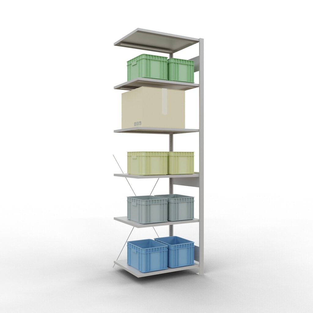 Legbordrek SCHULTE, aanbouwelement, schapbelasting 150 kg, lichtgrijs, h x b x d 2.500 x 750 x 600 mm Productafbeelding nr. 3: Legbordrek SCHULTE, aanbouwelement, schapbelasting 150 kg, lichtgrijs, h x b x d 2.500 x 750 x 600 mm