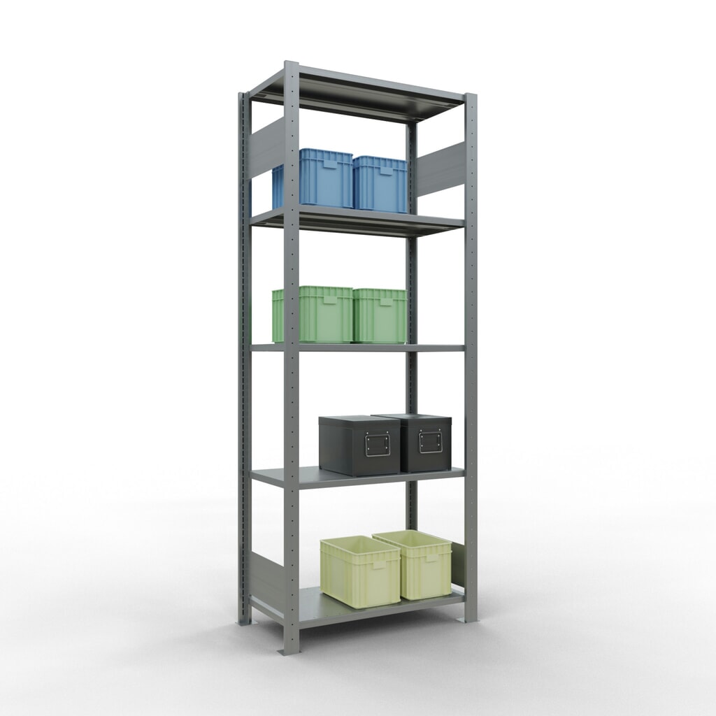 Legbordrek SCHULTE, verzinkt, met 5 legborden van plaatstaal, vaklast 150 kg, hxbxd 2.000 x 810 x 436 mm Productafbeelding nr. 2: Legbordrek SCHULTE, verzinkt, met 5 legborden van plaatstaal, vaklast 150 kg, hxbxd 2.000 x 810 x 436 mm