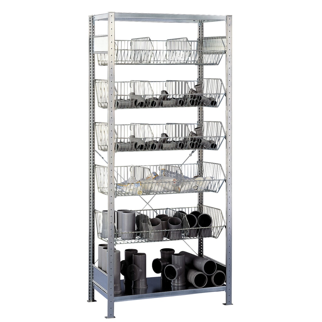 Product afbeelding: Legbordrek SCHULTE met grofmazige korven, BV, hxbxd 2.300 x 1.000 x 500 mm, VL 150 kg