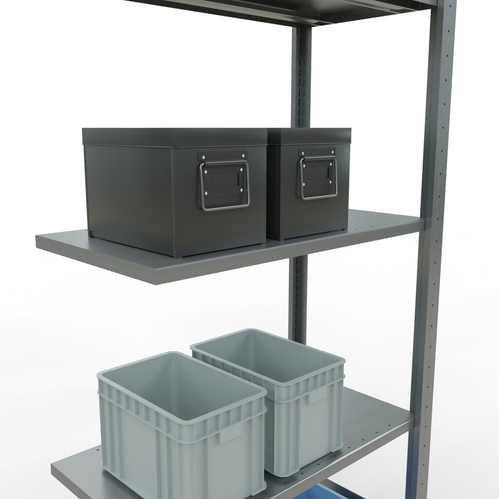 Legbordrek SCHULTE met inhaaksysteem, AV, VL 150 kg, verzinkt, hxbxd 2.000 x 750 x 400 mm Productafbeelding nr. 3: Legbordrek SCHULTE met inhaaksysteem, AV, VL 150 kg, verzinkt, hxbxd 2.000 x 750 x 400 mm