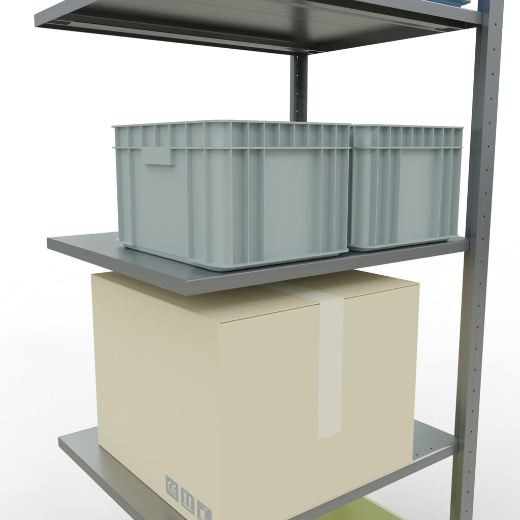 Legbordrek SCHULTE met inhaaksysteem, AV, VL 150 kg, verzinkt, hxbxd 2.000 x 750 x 600 mm Productafbeelding nr. 3: Legbordrek SCHULTE met inhaaksysteem, AV, VL 150 kg, verzinkt, hxbxd 2.000 x 750 x 600 mm