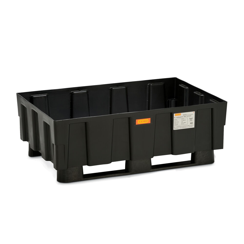 Product afbeelding: Lekbak CEMO Euro-PE 250/2, 2 skids, inhoud 250 liter, zonder rooster