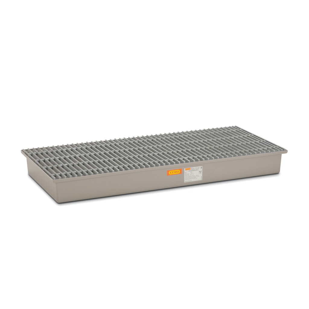 Product afbeelding: Lekbak CEMO van GVK, h x b x d 200 x 850 x 1.880 mm, rooster van GVK