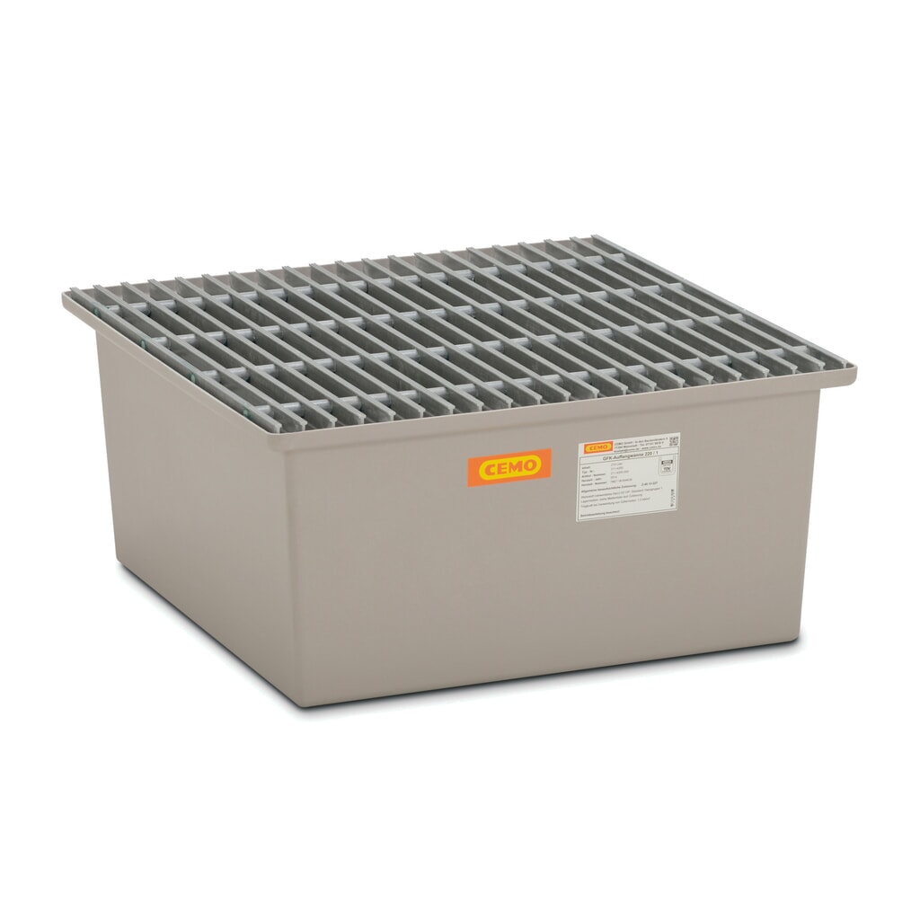Lekbak CEMO van GVK, hxbxd 400 x 850 x 850 mm, rooster van GVK Product afbeelding: Lekbak CEMO van GVK, hxbxd 400 x 850 x 850 mm, rooster van GVK
