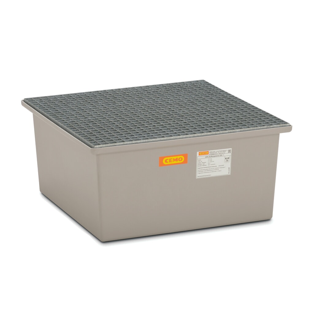 Product afbeelding: Lekbak CEMO van GVK, hxbxd 400 x 850 x 850 mm, stalen rooster