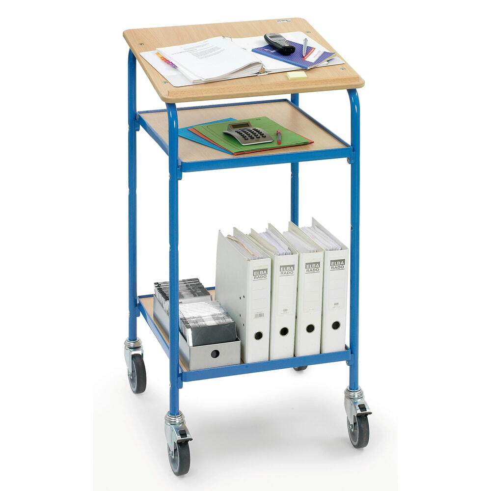 Productafbeelding nr. 3: fetra® Rollende lessenaar Premium, open, 2 legplanken