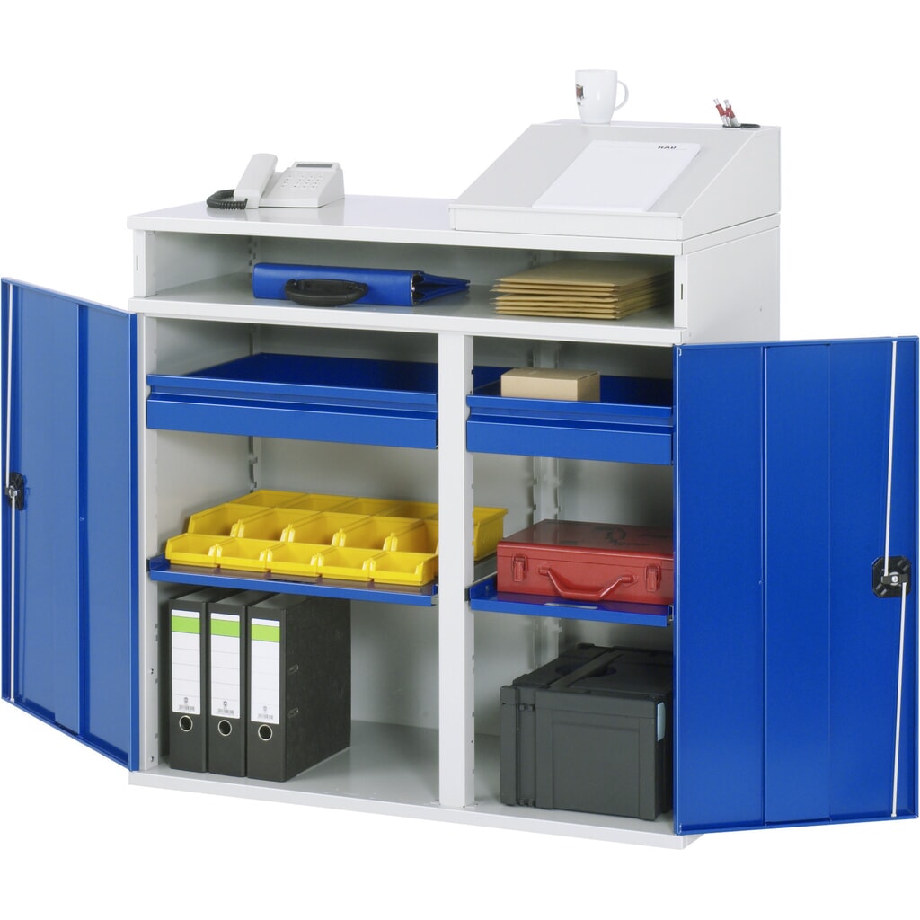 Product afbeelding: RAU lessenaar met kast, HxBxD 1.060-1.220 x 1.100 x 520 mm, lades 2 x 80 mm