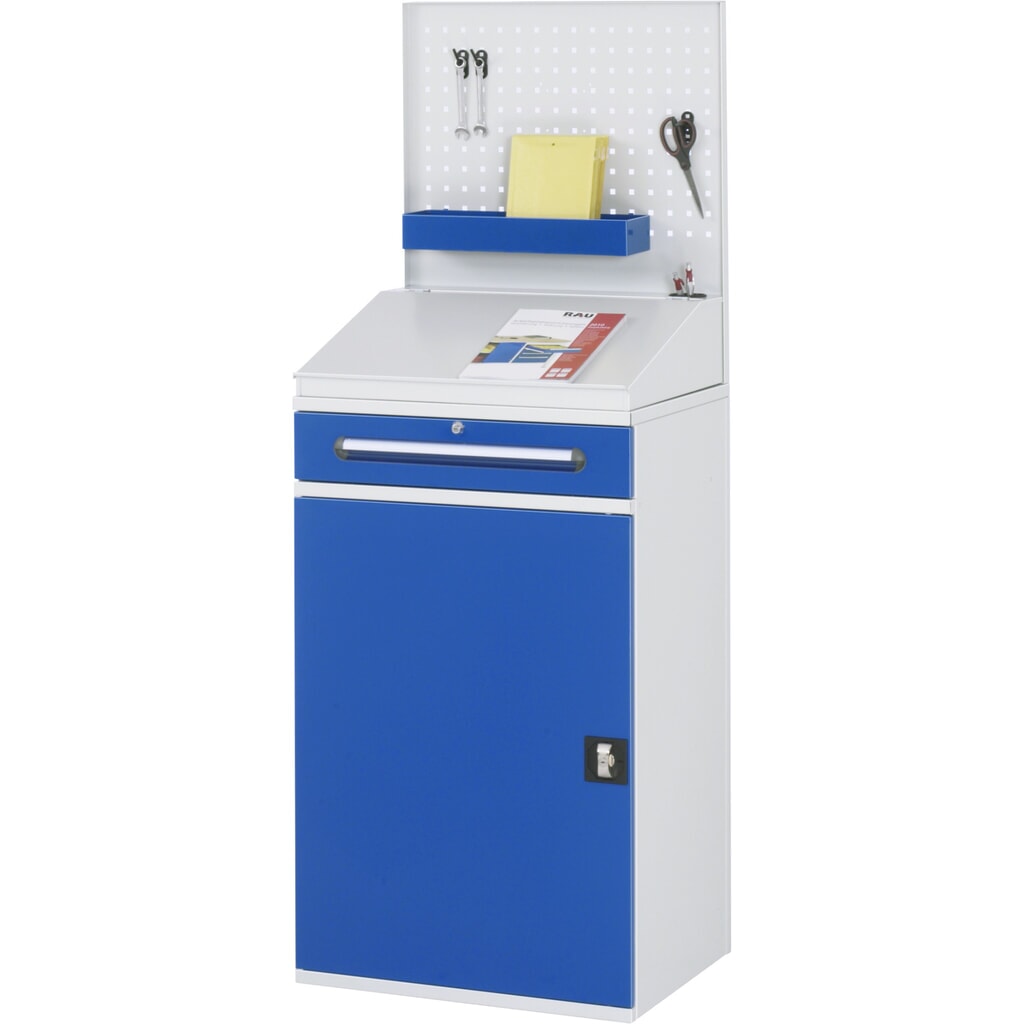 Productafbeelding nr. 2: RAU lessenaar met kast, HxBxD 1.110-1.770 x 650 x 520 mm, lades 1 x 80, 1 x 120 mm