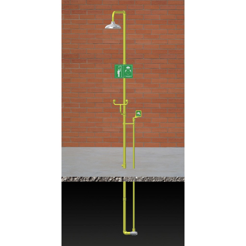 Product afbeelding: Lichaams- en oogdouche Erbstößer®, DIN EN 15154-5, staand model, roestvrijstalen douchekop / waterverdeler, vorstbestendig
