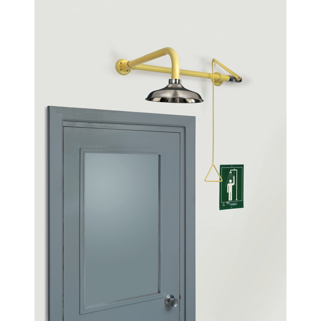 Lichaamsdouche Erbstößer®, DIN EN 15154-1/-5, wandmontage boven deur, roestvrijstalen douchekop Product afbeelding: Lichaamsdouche Erbstößer®, DIN EN 15154-1/-5, wandmontage boven deur, roestvrijstalen douchekop