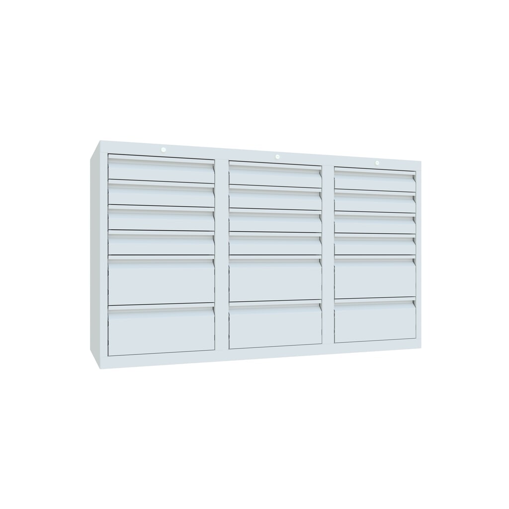 Productafbeelding nr. 3: Lichte ladekast PAVOY, glijgeleiding, laden 12x100 + 6x200 mm, breedte 1.500 mm, lichtgrijs, lichtgrijs