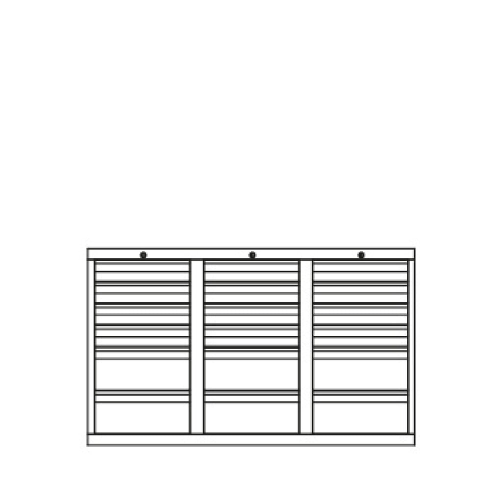 Lichte ladekast PAVOY, glijgeleiding, laden 12x100 + 6x200 mm, breedte 1.500 mm, vuurrood, lichtgrijs Productafbeelding nr. 4: Lichte ladekast PAVOY, glijgeleiding, laden 12x100 + 6x200 mm, breedte 1.500 mm, vuurrood, lichtgrijs