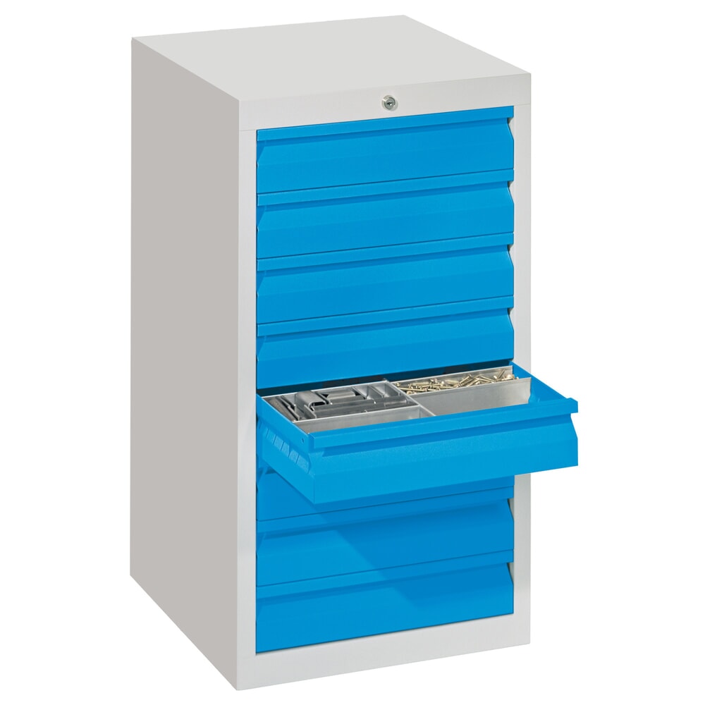 Productafbeelding nr. 1: Lichte ladekast PAVOY, rolgeleiding, laden 8x100 mm, breedte 500 mm, gentiaanblauw, gentiaanblauw