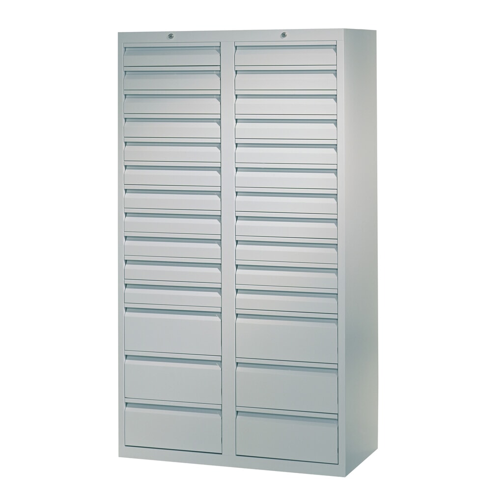 Productafbeelding nr. 3: Lichte ladekast PAVOY, glijgeleiding, laden 22x100 + 6x200 mm, breedte 1.000 mm, gentiaanblauw, lichtgrijs