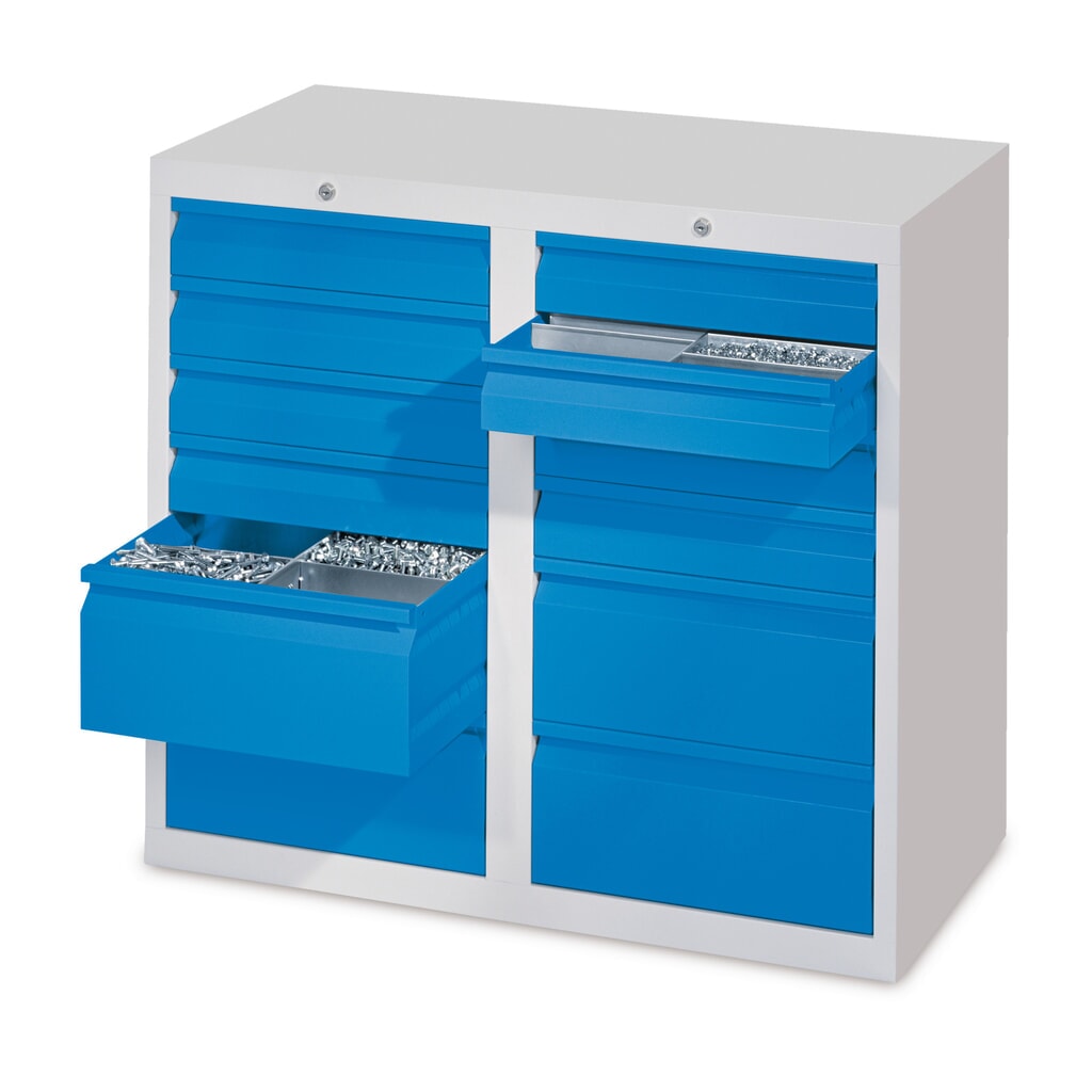 Product afbeelding: Lichte ladekast PAVOY, glijgeleiding, laden 8x100 + 4x200 mm, breedte 1.000 mm, lichtblauw, lichtgrijs