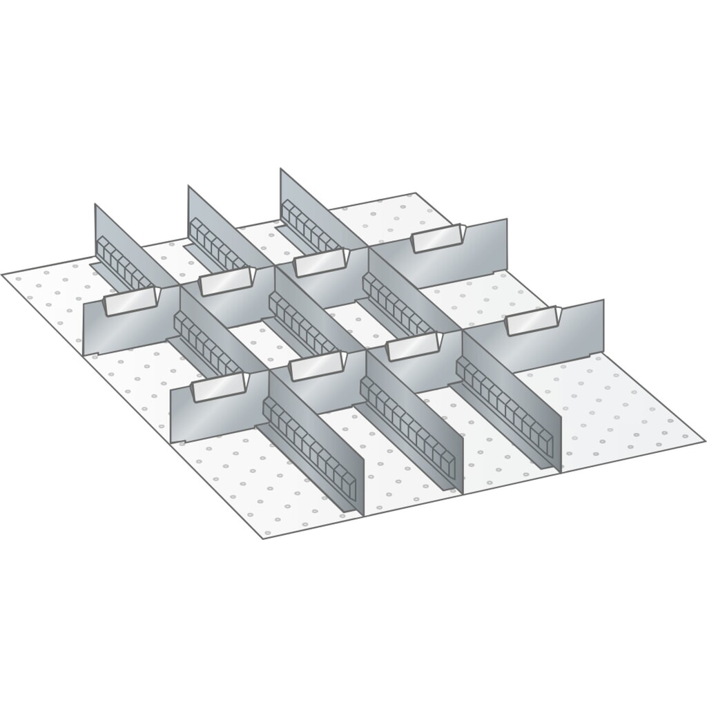 Product afbeelding: LISTA set sleufwanden en scheidingspanelen 27x36E, (bxd) 459x612 mm, 3 sleufwanden, 8 scheidingspanelen, voor fronthoogte 50 mm