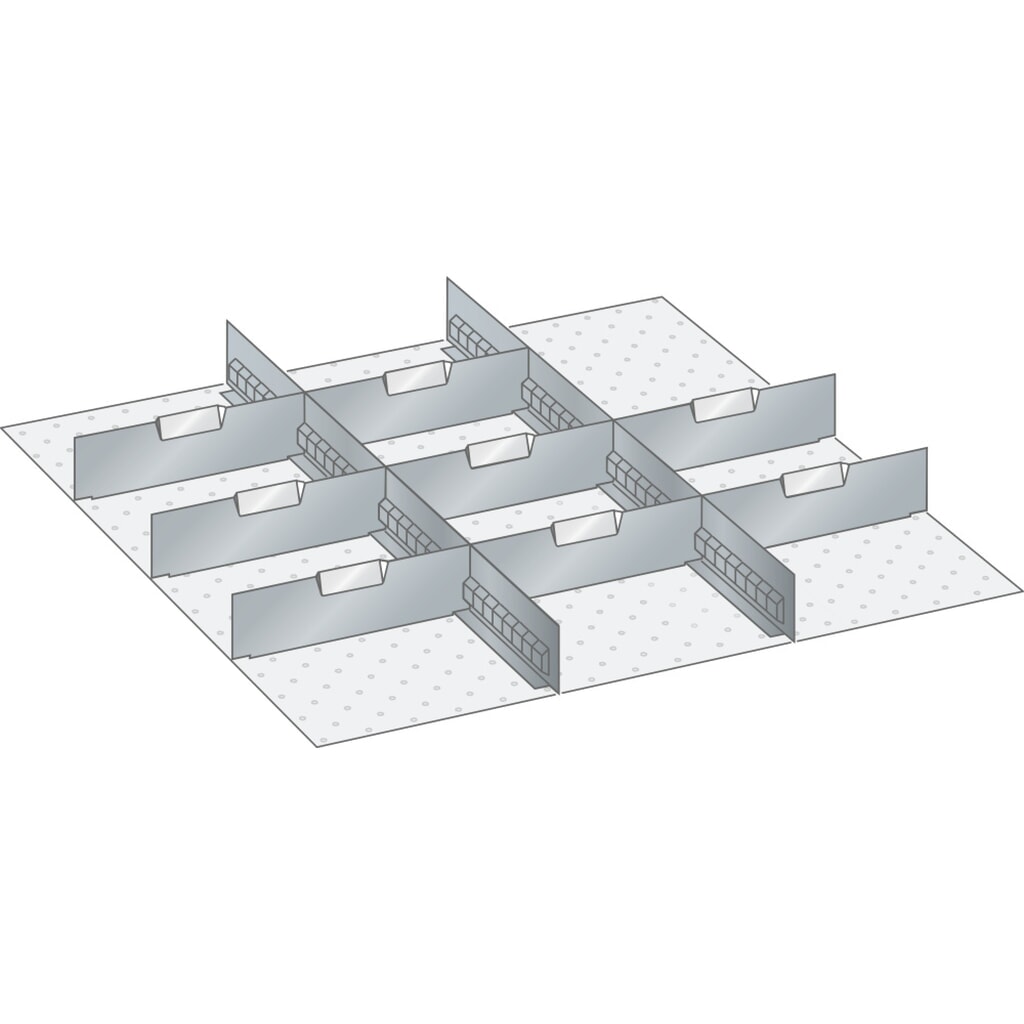 LISTA set sleufwanden en scheidingspanelen 36x36E, (bxd) 612x612 mm, 2 sleufwanden, 8 scheidingspanelen, voor fronthoogte 75 mm Product afbeelding: LISTA set sleufwanden en scheidingspanelen 36x36E, (bxd) 612x612 mm, 2 sleufwanden, 8 scheidingspanelen, voor fronthoogte 75 mm