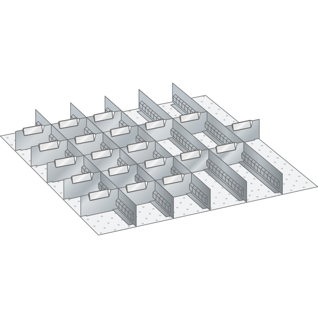LISTA set sleufwanden en scheidingspanelen 36x36E, (bxd) 612x612 mm, 5 sleufwanden, 20 scheidingspanelen, voor fronthoogte 50 mm Product afbeelding: LISTA set sleufwanden en scheidingspanelen 36x36E, (bxd) 612x612 mm, 5 sleufwanden, 20 scheidingspanelen, voor fronthoogte 50 mm