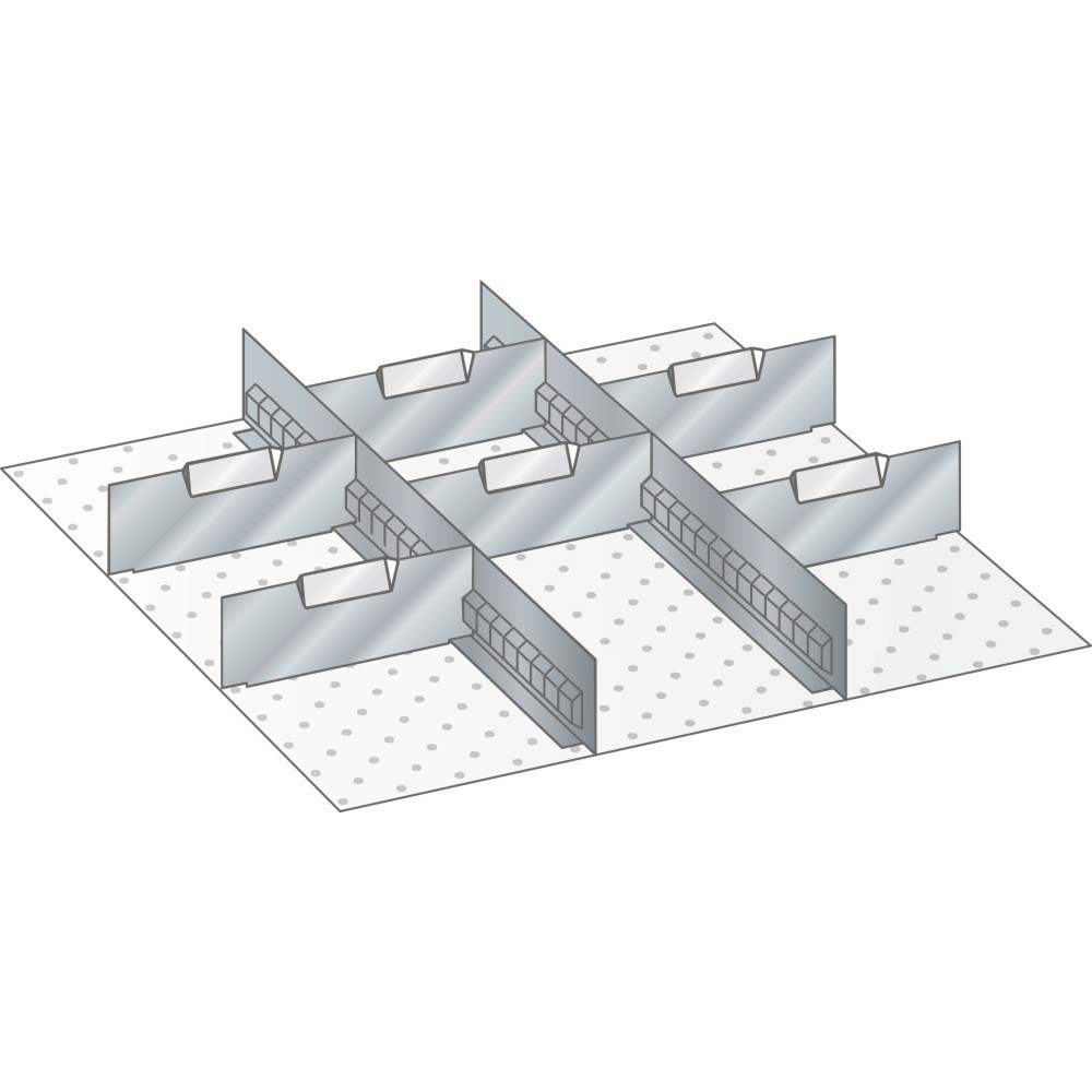 Product afbeelding: LISTA set sleufwanden en scheidingspanelen, (bxd) 459x510 mm, 2 sleufwanden, 6 scheidingspanelen, voor fronthoogte 75 mm