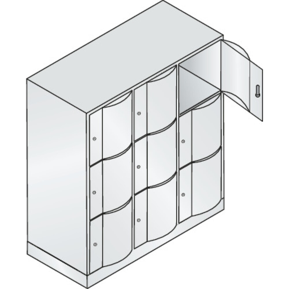 Productafbeelding nr. 2: Locker C+P met vandalismebestendige deuren, 3 x 3 vakken, hxbxd 1.225 x 1.150 x 540 mm, lichtgrijs, lichtgrijs