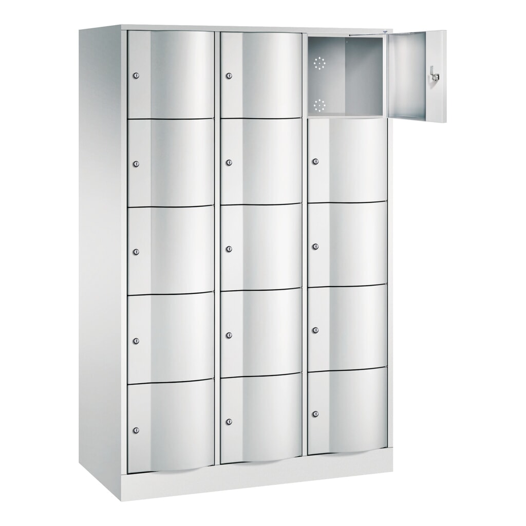 Locker C+P met vandalismebestendige deuren, 3 x 5 vakken, hxbxd 1.950 x 1.150 x 540 mm, lichtgrijs, lichtgrijs Productafbeelding nr. 2: Locker C+P met vandalismebestendige deuren, 3 x 5 vakken, hxbxd 1.950 x 1.150 x 540 mm, lichtgrijs, lichtgrijs