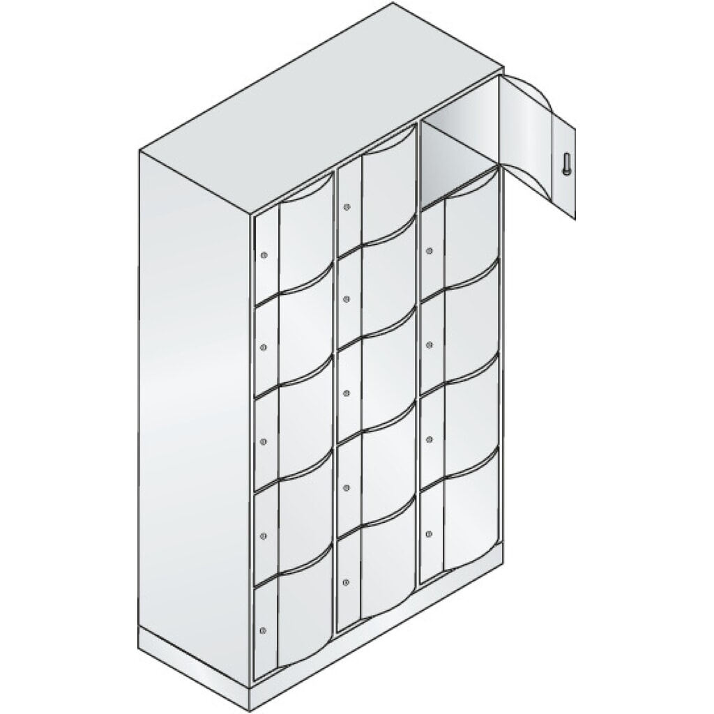 Locker C+P met vandalismebestendige deuren, 3 x 5 vakken, hxbxd 1.950 x 1.150 x 540 mm, lichtgrijs, lichtgrijs Productafbeelding nr. 3: Locker C+P met vandalismebestendige deuren, 3 x 5 vakken, hxbxd 1.950 x 1.150 x 540 mm, lichtgrijs, lichtgrijs