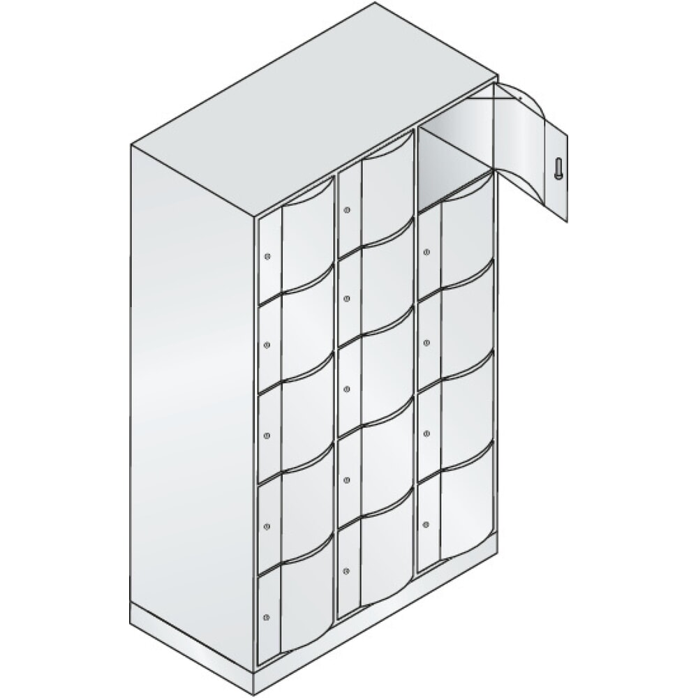 Productafbeelding nr. 3: Locker C+P met vandalismebestendige deuren, 3 x 5 vakken, hxbxd 1.950 x 1.150 x 640 mm, lichtgrijs, lichtgrijs