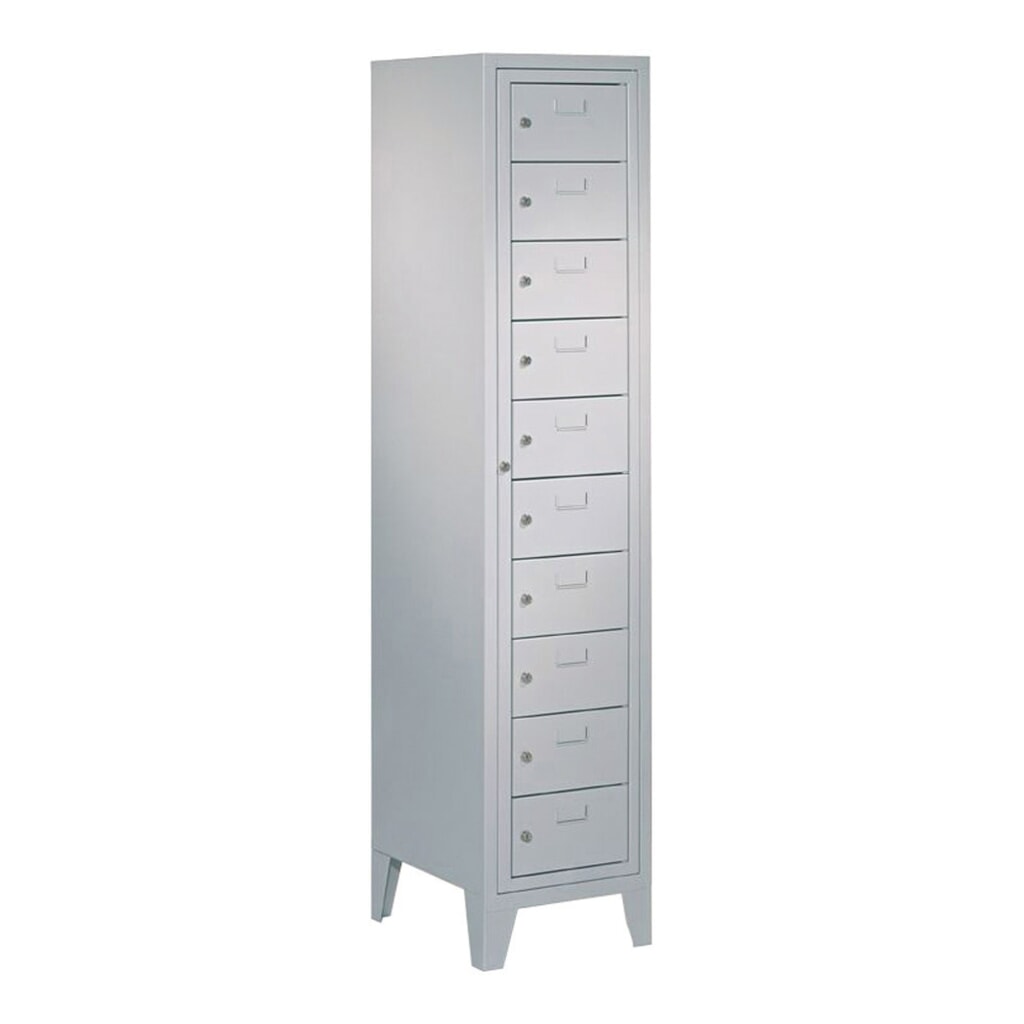 Product afbeelding: Locker PAVOY met centrale deur, 1 x 10 vakken, hxbxd 1.850 x 400 x 500 mm, met poten, lichtgrijs, lichtgrijs