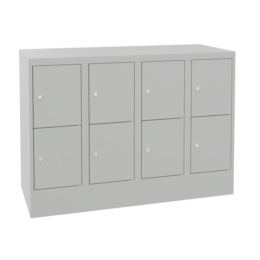 Product afbeelding: Locker PAVOY met cilinderslot, 4 x 2 vakken, hxbxd 855 x 1.230 x 500 mm, lichtgrijs, lichtgrijs