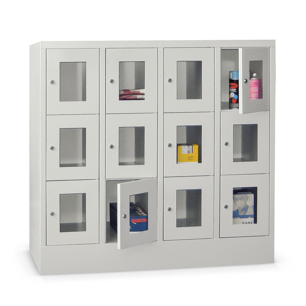 Productafbeelding nr. 1: Locker PAVOY met kijkvenster, 4 x 2 vakken, hxbxd 855 x 1.230 x 500 mm, lichtgrijs, lichtgrijs