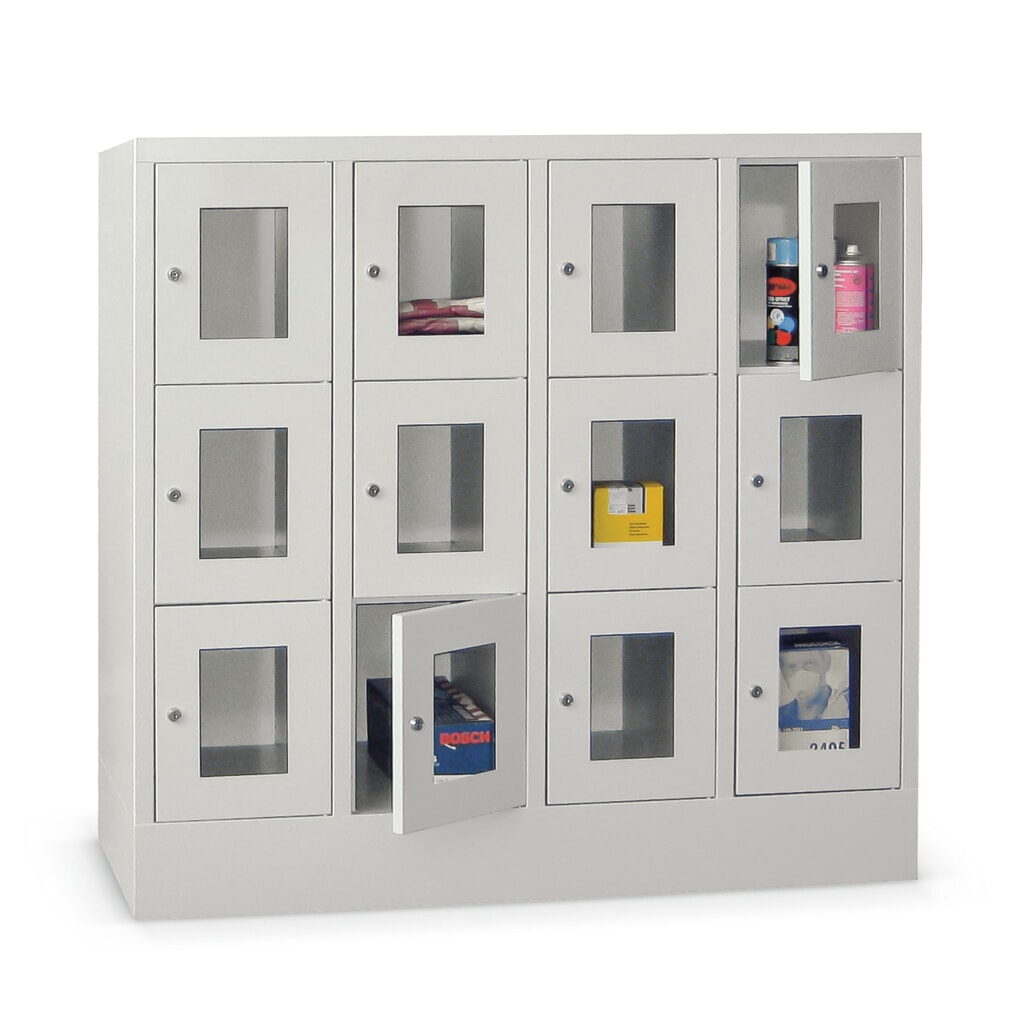 Locker PAVOY met kijkvenster, 4 x 2 vakken, hxbxd 855 x 1.230 x 500 mm, lichtgrijs, lichtgrijs Product afbeelding: Locker PAVOY met kijkvenster, 4 x 2 vakken, hxbxd 855 x 1.230 x 500 mm, lichtgrijs, lichtgrijs