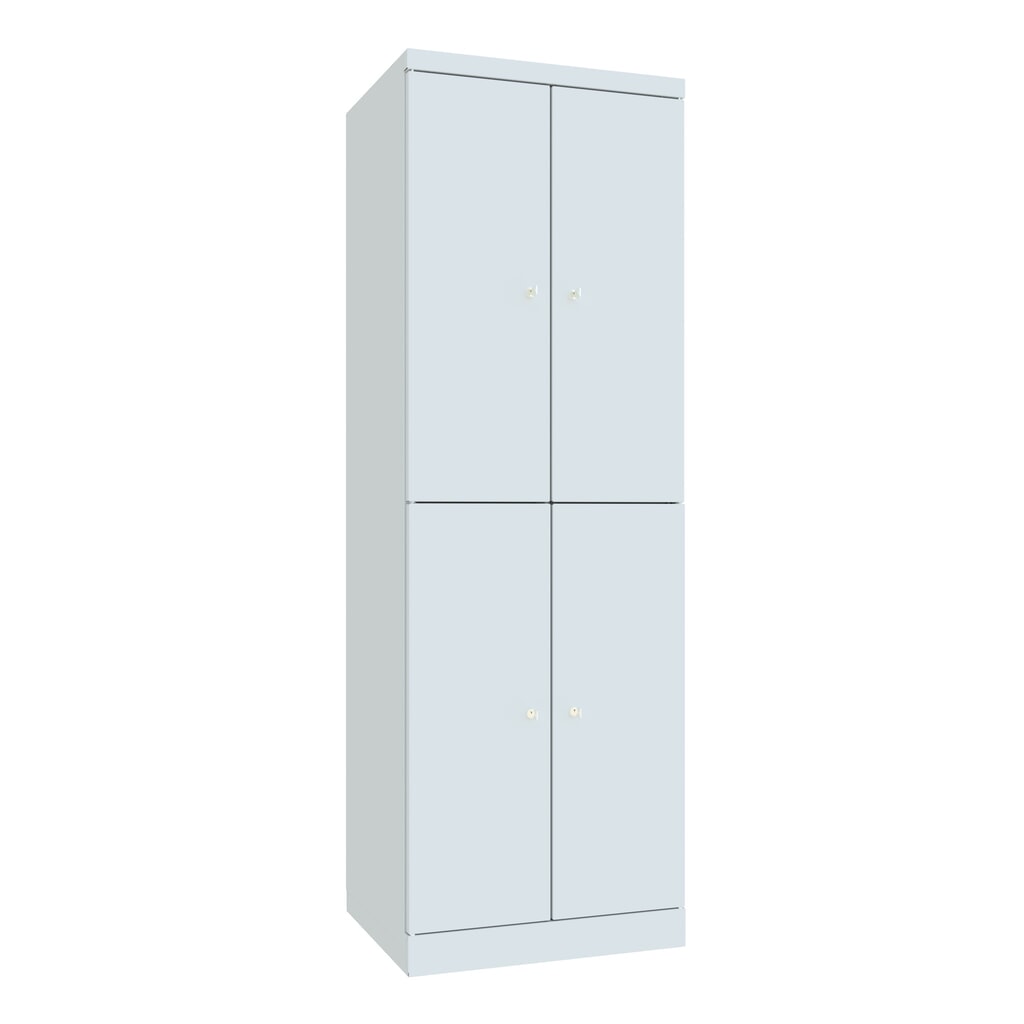 Locker PAVOY met openslaande deuren, 2 x 2 vakken, hxbxd 1.800 x 600 x 500 mm, lichtgrijs, lichtgrijs Product afbeelding: Locker PAVOY met openslaande deuren, 2 x 2 vakken, hxbxd 1.800 x 600 x 500 mm, lichtgrijs, lichtgrijs